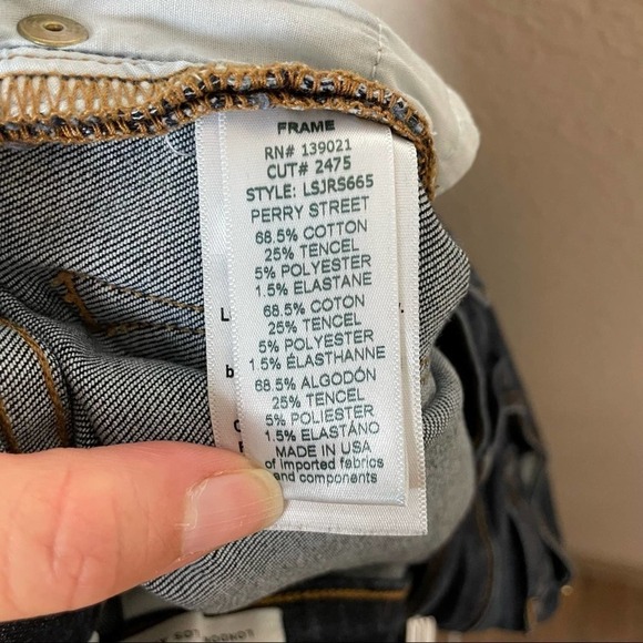 FRAME Le Skinny de Jeanne Stagger Raw-Hem Jeans, Perry Street Sz 26 - Picture 5 of 8